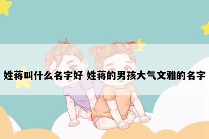 姓蒋叫什么名字好 姓蒋的男孩大气文雅的名字